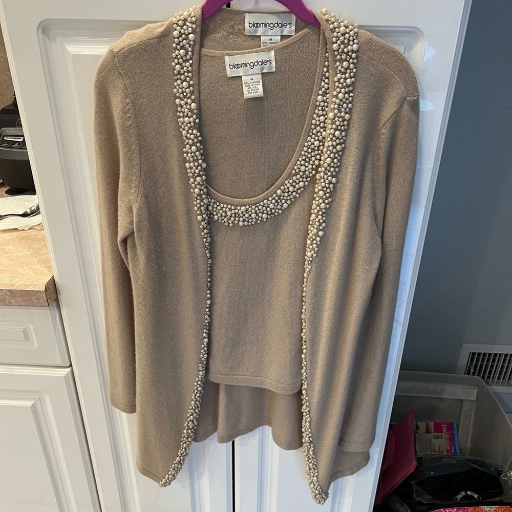 Sweater set pearls and cashmere